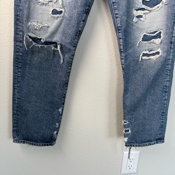 AG The Ex-Boyfriend Slouchy Slim Jean 19 Year Quilted Blue Mended Denim Women 29 - Picture 7 of 16